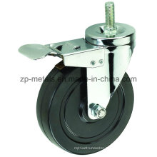 4 Inch Black Rubber Thread Caster Wheels with Brake